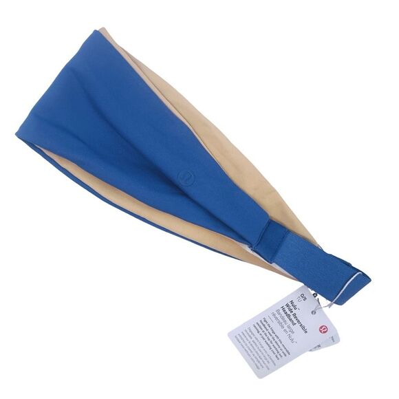 lululemon athletica Nulu Wide Reversible Headband - One Size - Blue / Cream - Picture 1 of 2